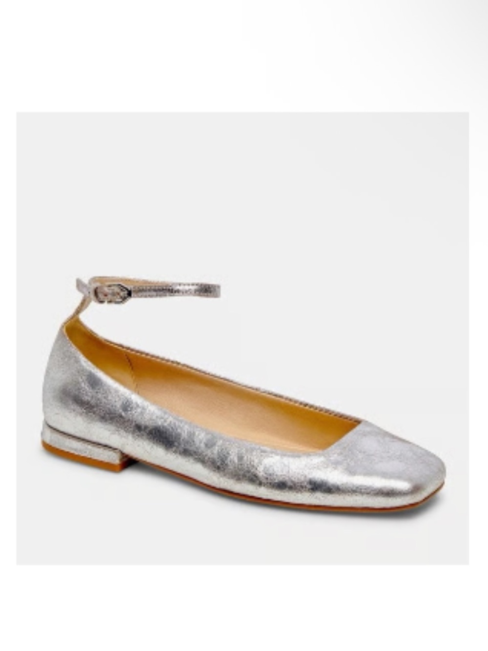 Dolce Vita Metallic Silver Ankle-Strap Ballet Flat